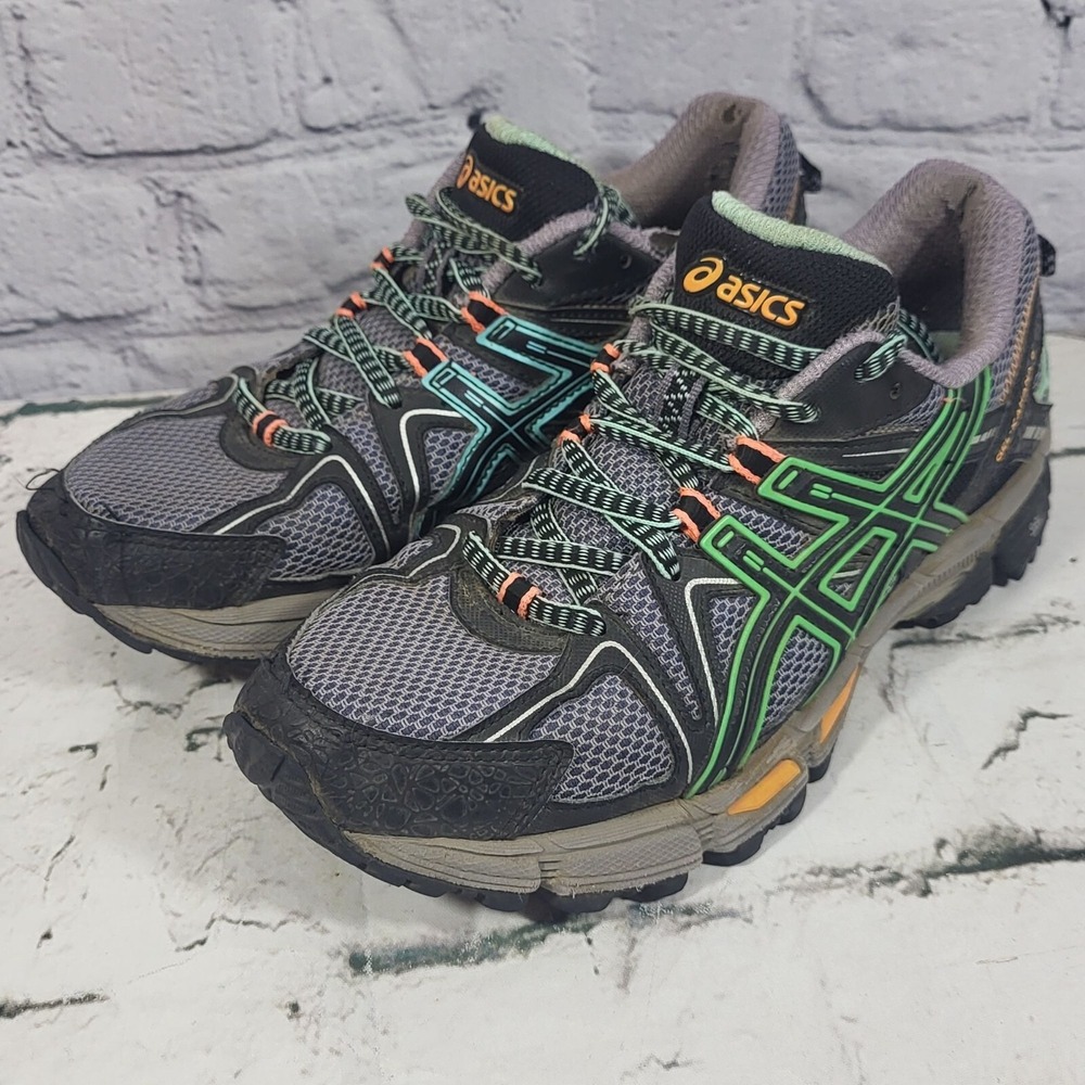 Asics Womens Gel Trabuco 6 Trail Running Shoes‎ Size 6.5 Gray & Green
